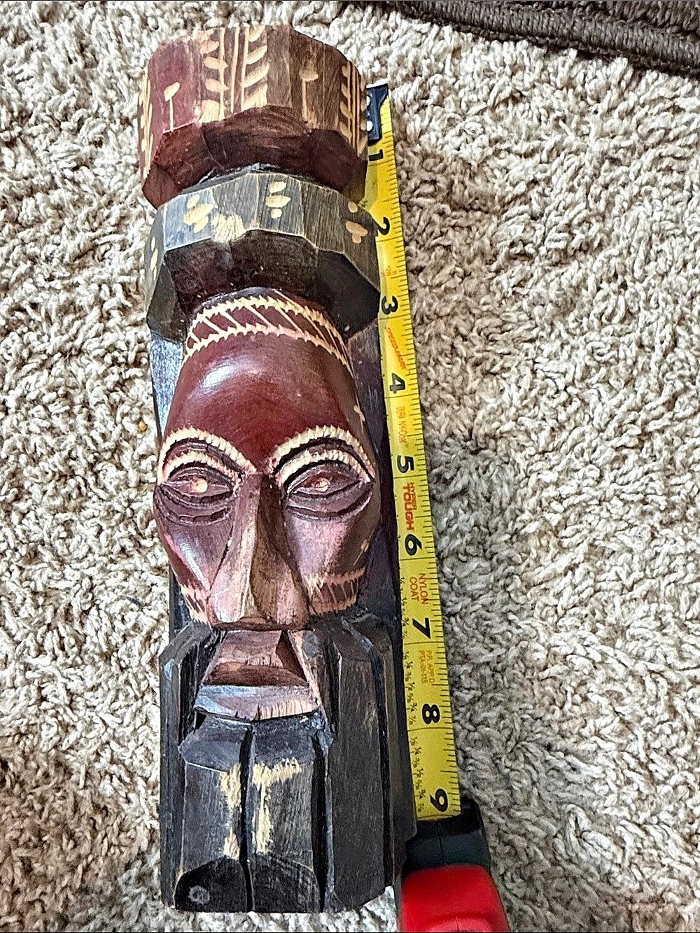 Hand-Carved Wooden Mask Sculpture from Jamaica 9inches